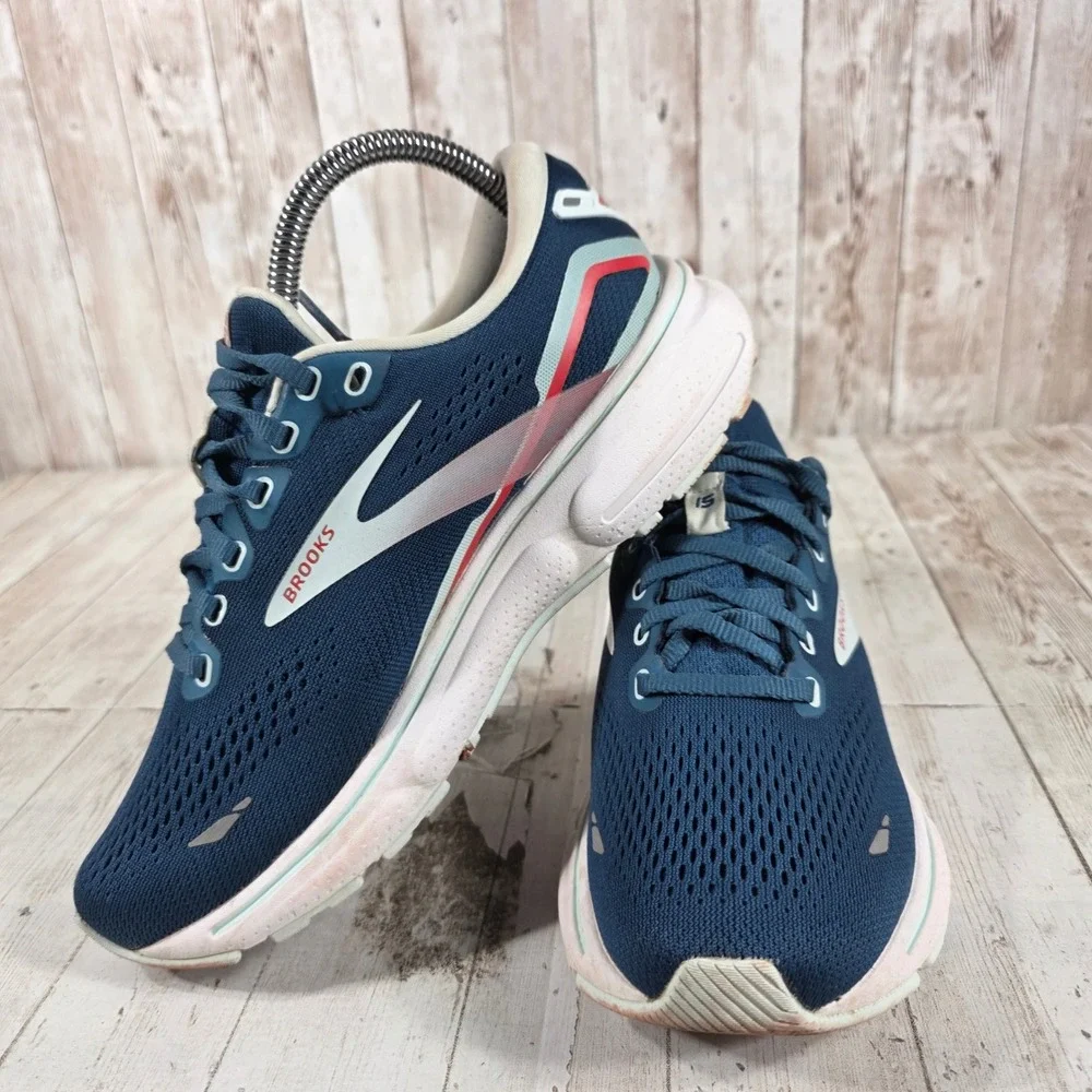 Brooks Ghost 15 Womens Running Shoes Navy Blue Red 1203801B497 Size 7 B Medium